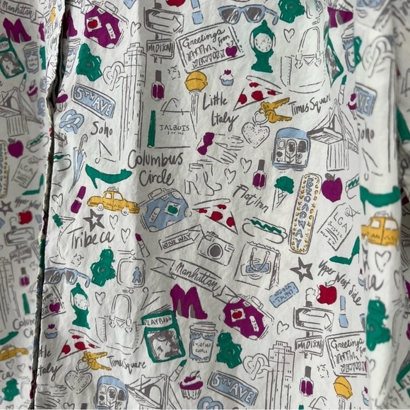 NYC DOODLE COTTON BUTTON FRONT SHIRT Talbots Plus Size XL Petite - Picture 9 of 16